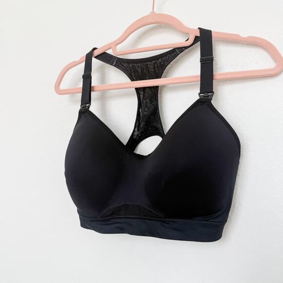 Old Navy Womens Sports Bra Size 34D Black Racerback Go-Dry Padded Activewear - Picture 2 of 5